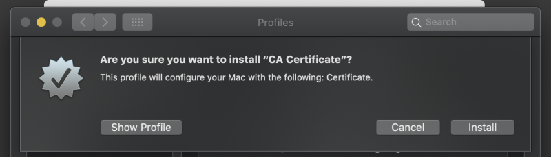 System Preferences CA certificate prompt