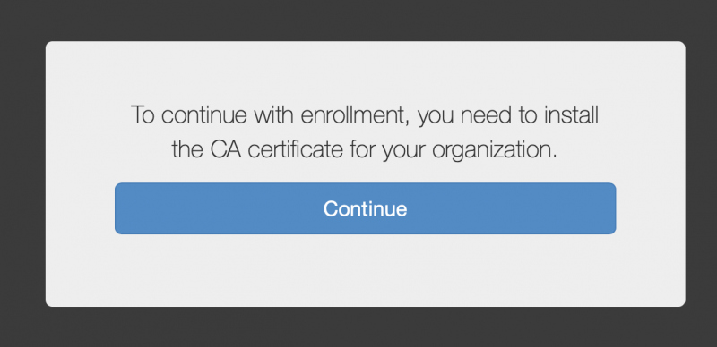 CA certificate download screen