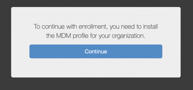 MDM profile download screen