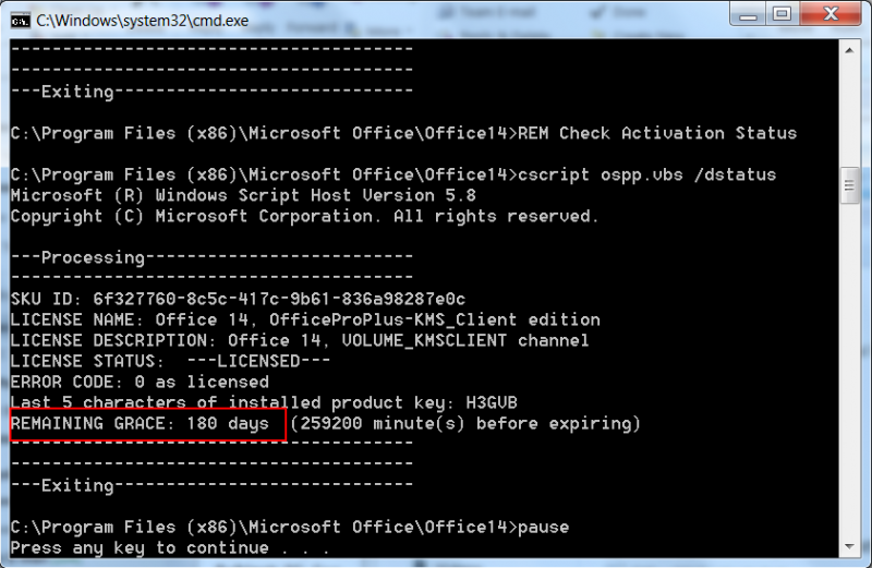 how to check activation status of microsoft office 2013 cmd