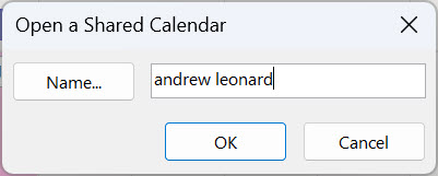 Windows Client Open Shared Calendar