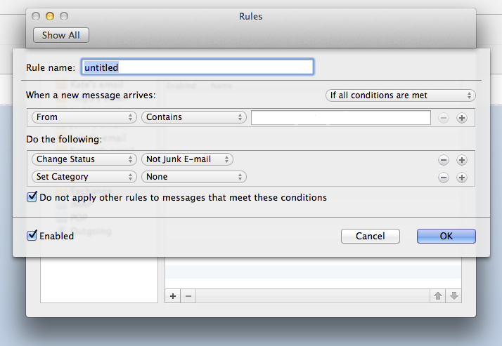 archive rule outlook 2011 for mac